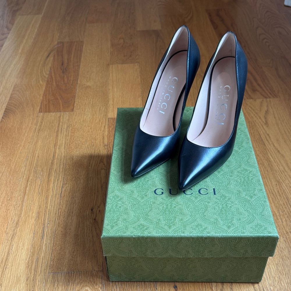 NIB Gucci Malaga Kid Heels, sz 36.5